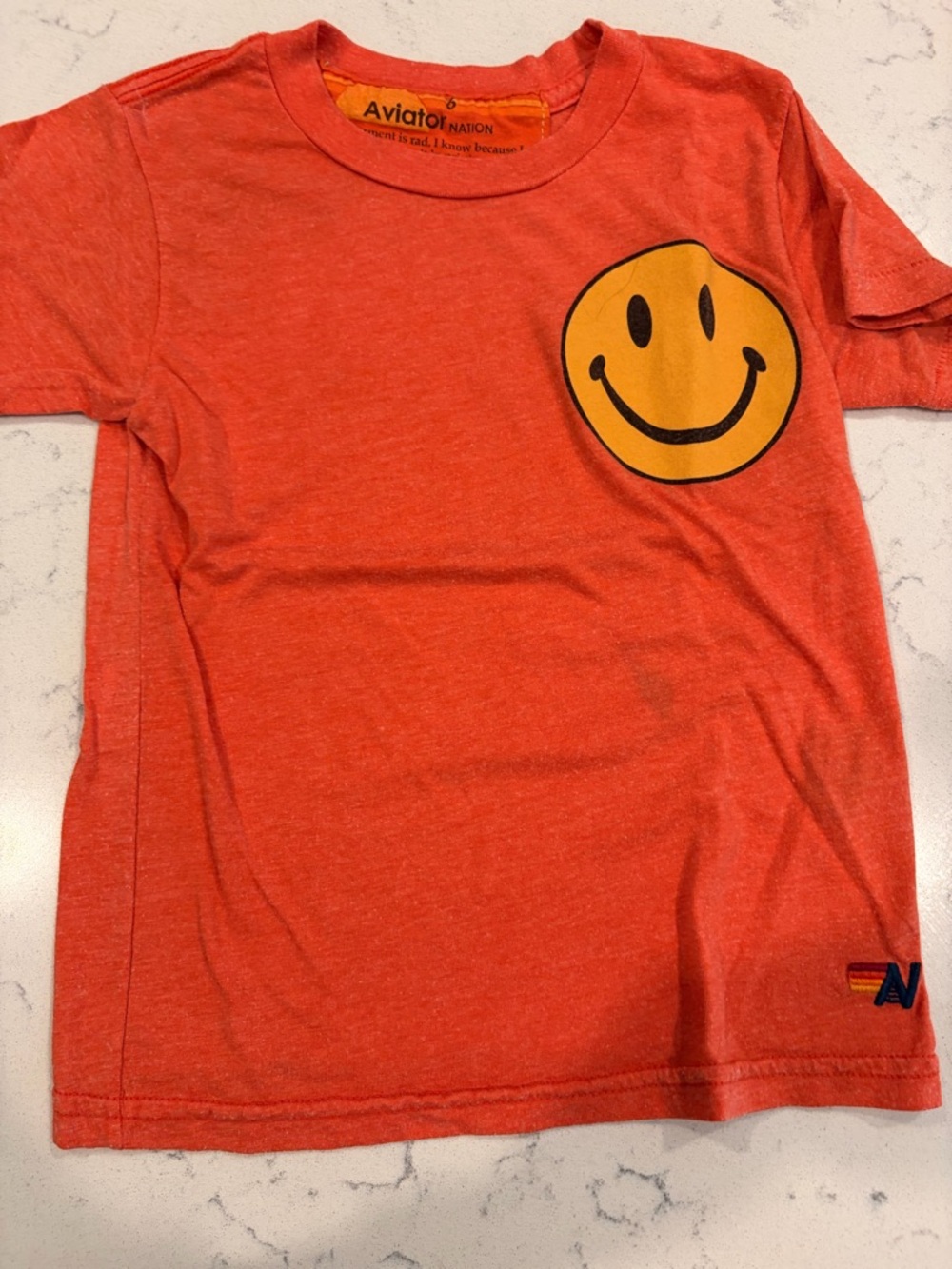 Aviator Nation Orange Kids Smiley Chest Tee